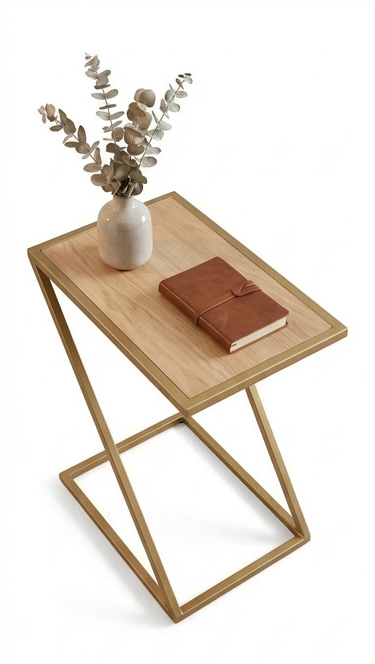 Metal Side Table ,Wooden Top