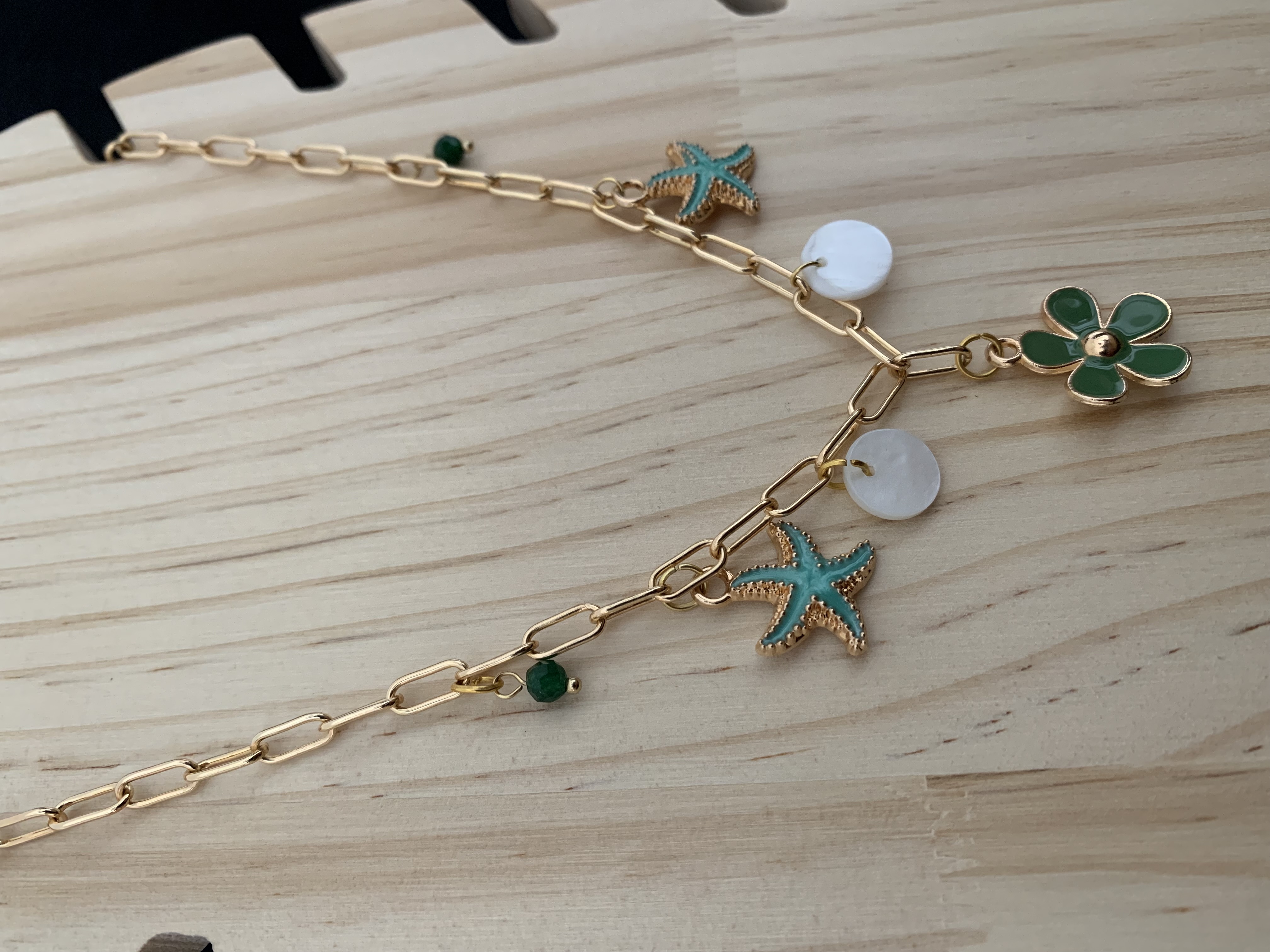 Collier pendentif étoile et trèfle Vert 