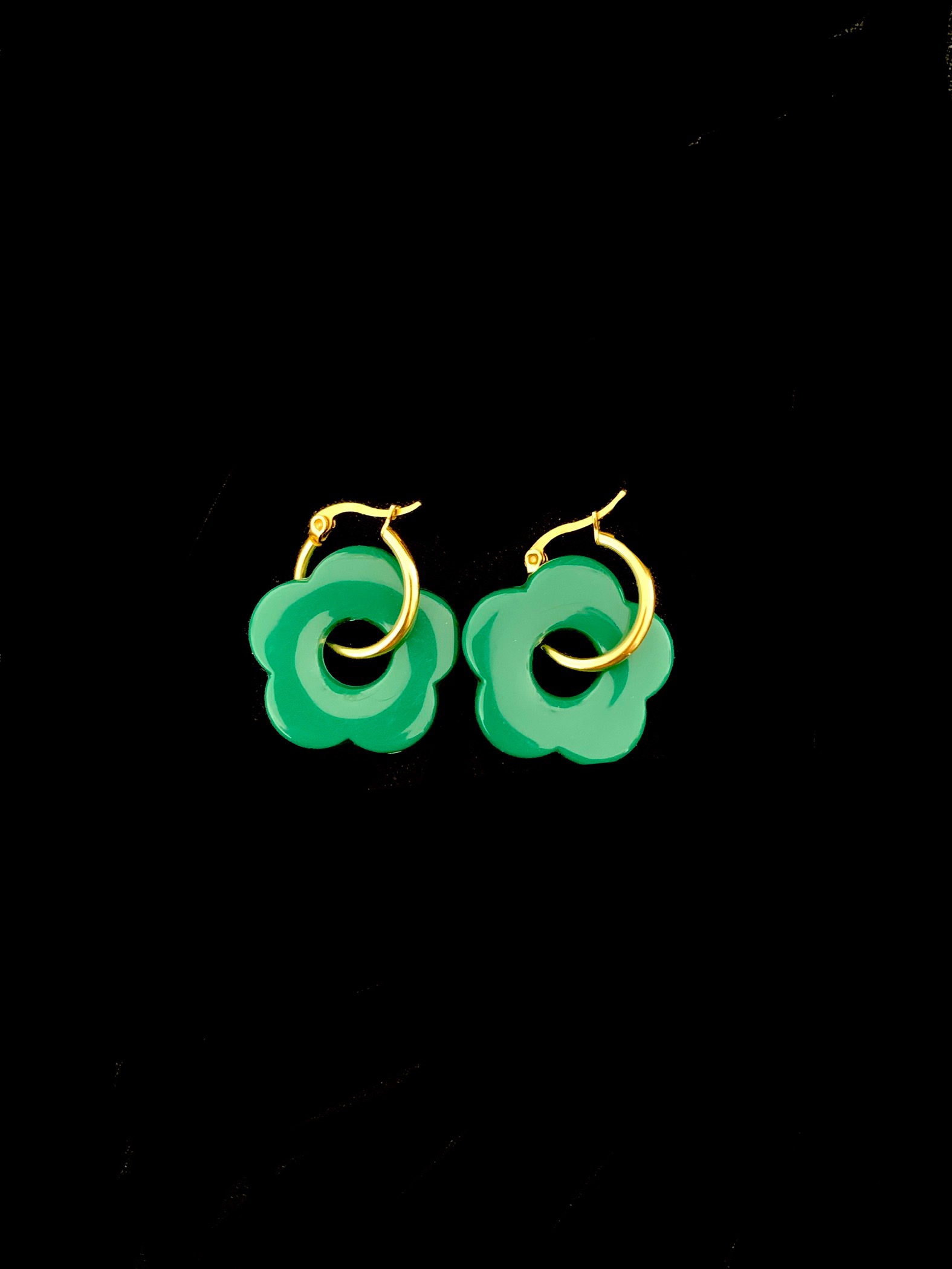 Boucles d'oreilles Fleur Verte 