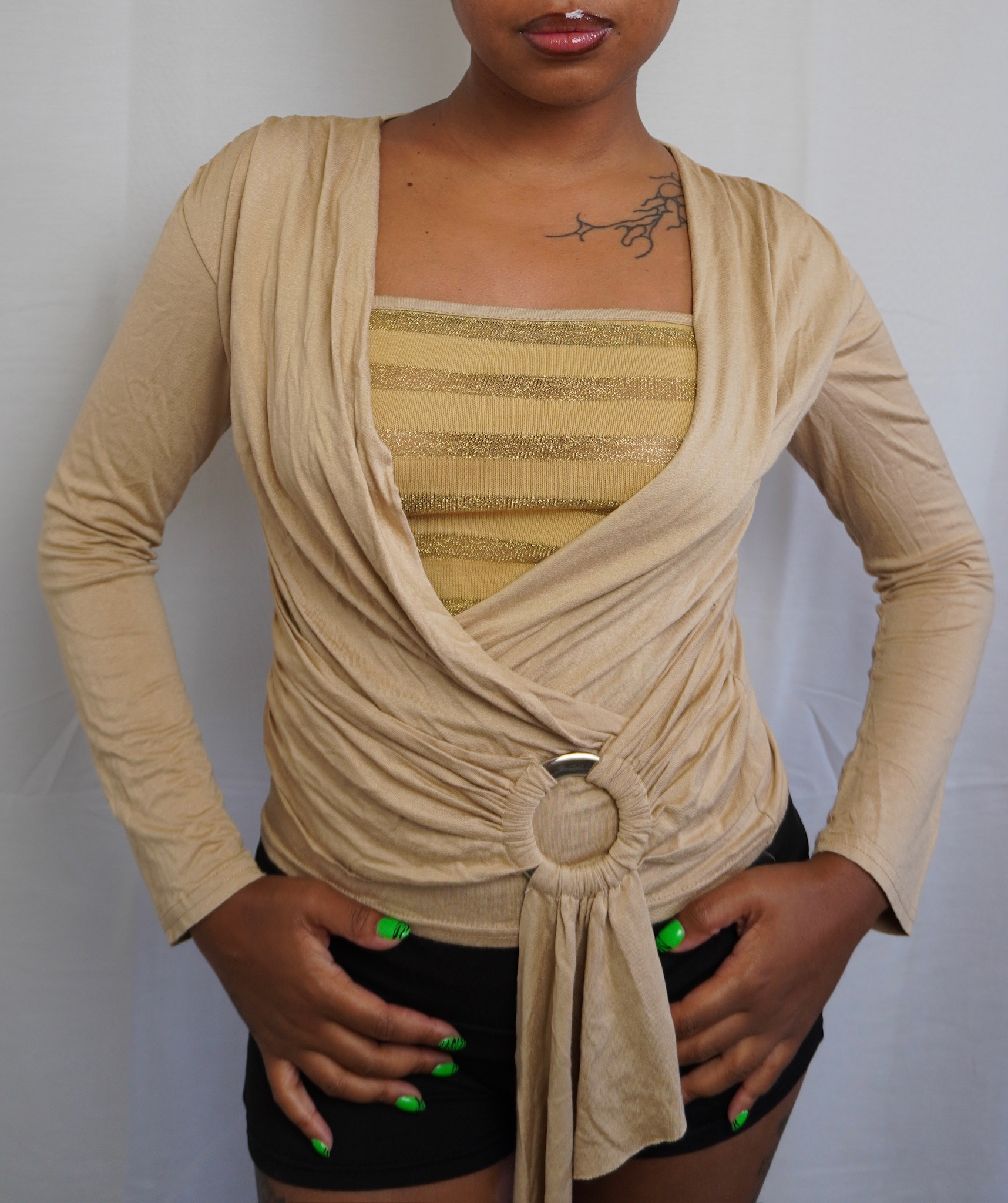 Beige Wrap Cardigan