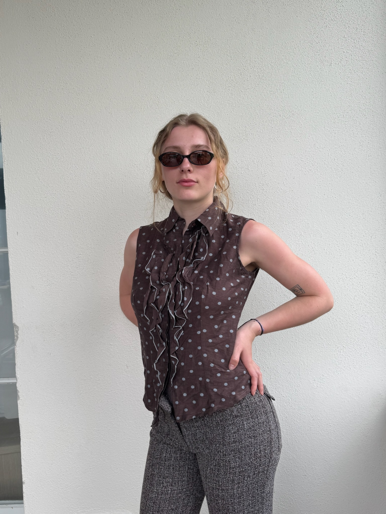 Brown Polka Dot Blouse