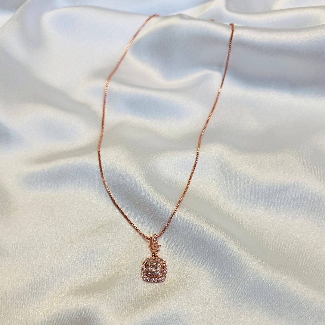 StarMist - Gold-Plated Elegant Square Pendant Necklace Jewelry for Women
