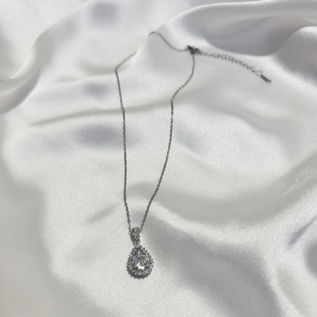 StarMist - Silver-Plated Teardrop Pendant Necklace jewelry for women