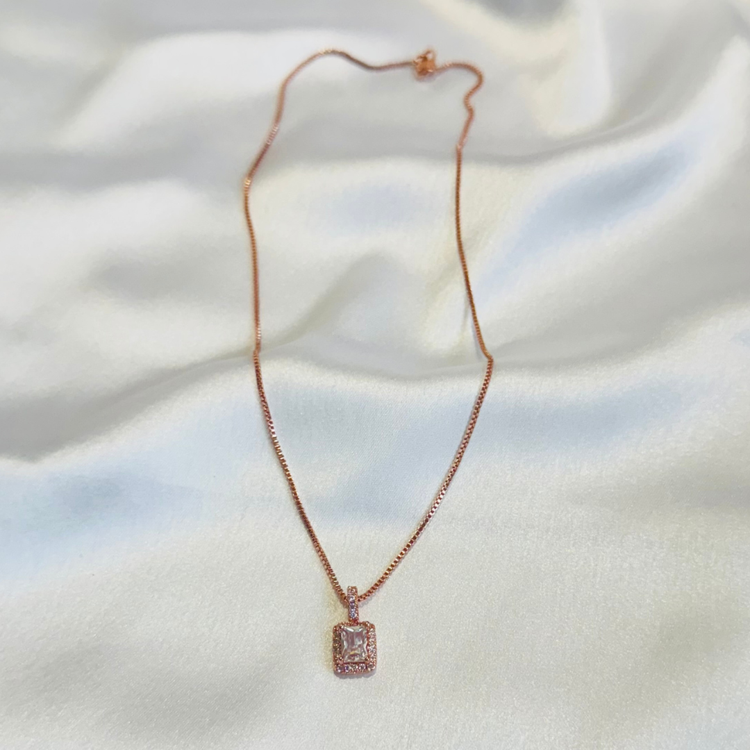 StarMist - Rose Gold-Plated Emerald Cut Pendant Necklace jewelry for women