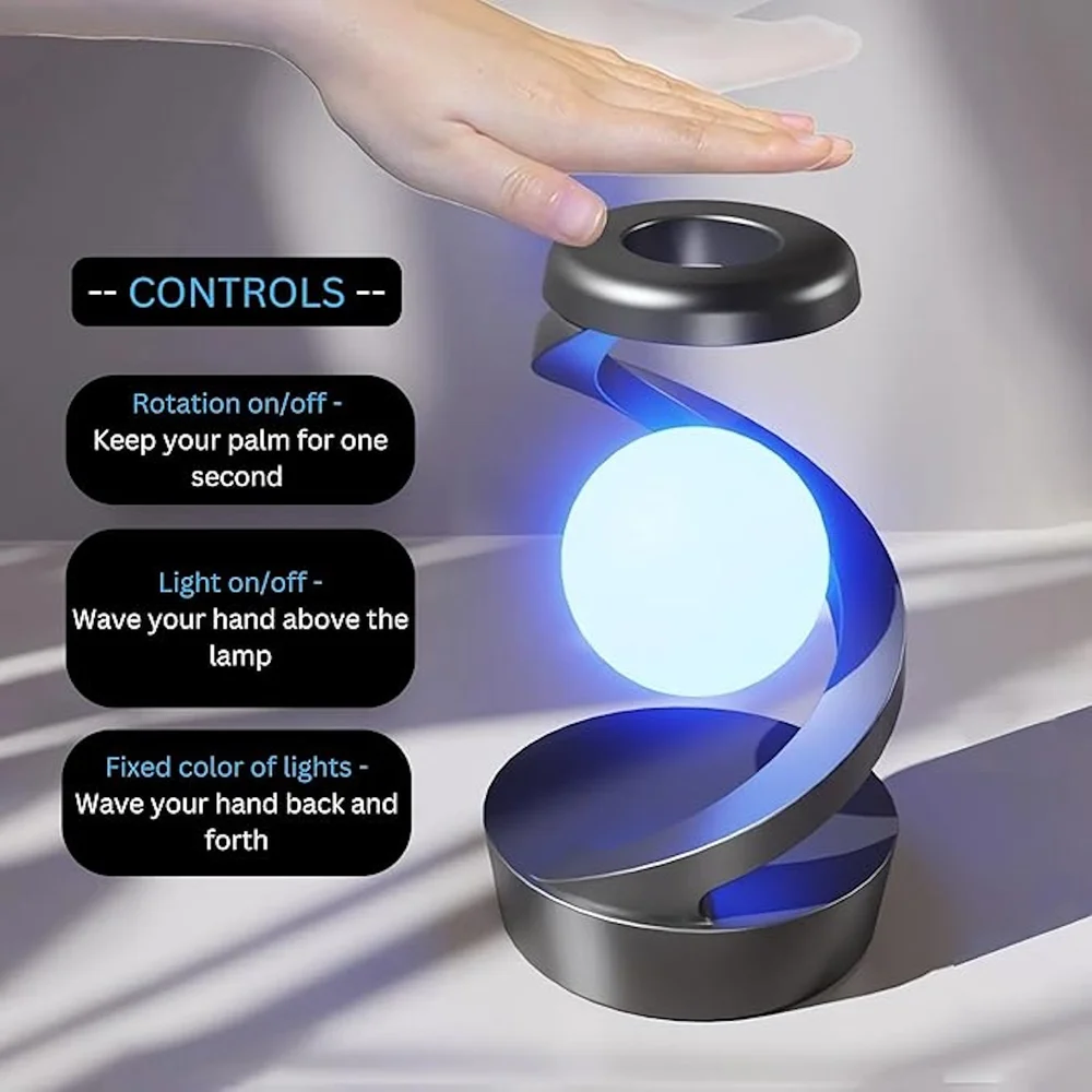Spiral Rotating Moon Levitating Touch Lamp