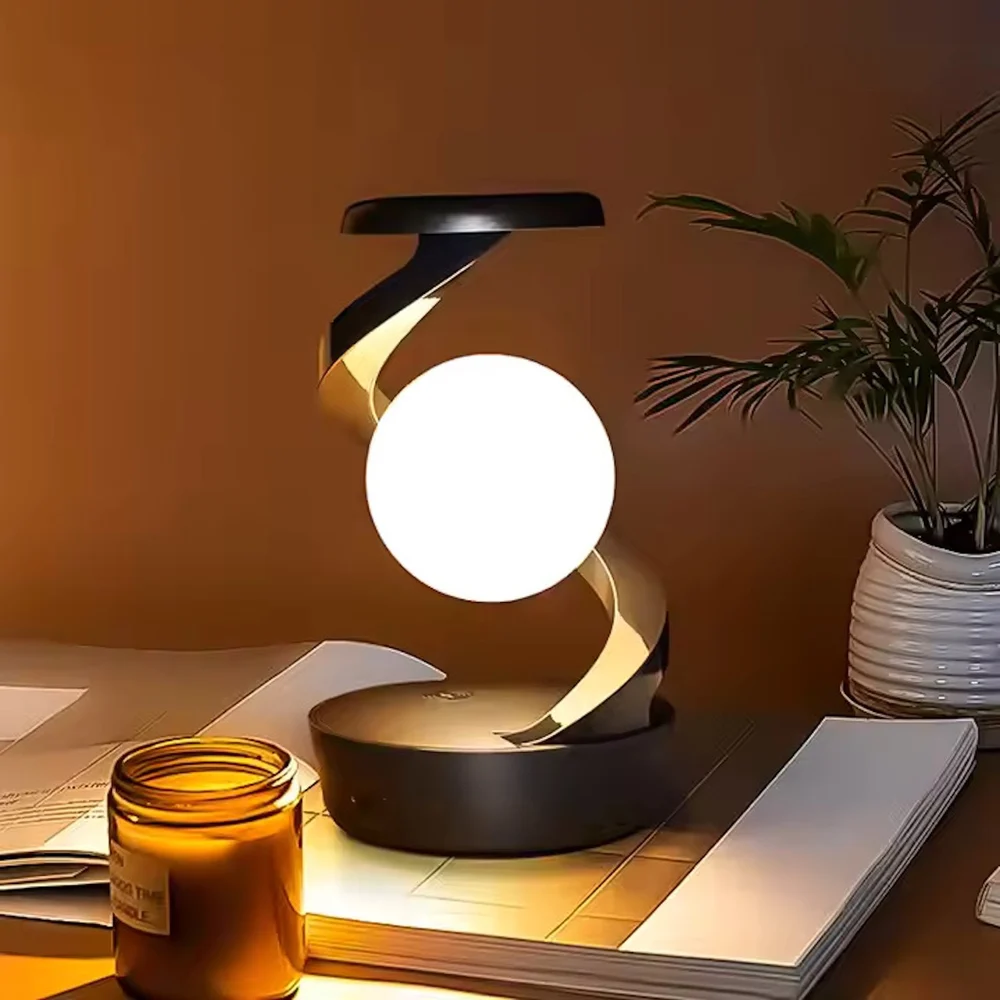Spiral Rotating Moon Levitating Touch Lamp