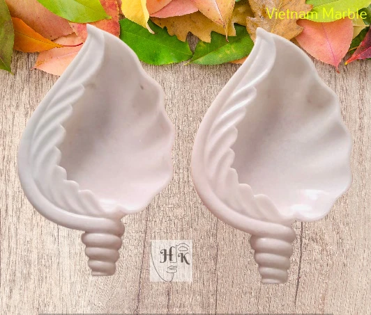 Handcrafted Marble Conch Shell Bowl 12"