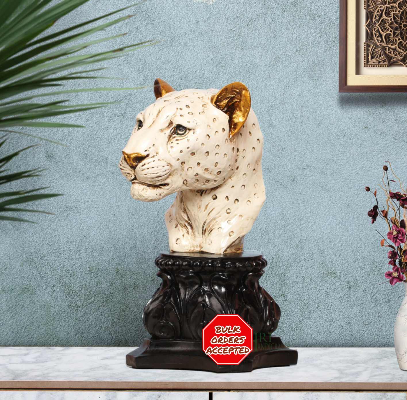 Leopard Head Sculpted Bust