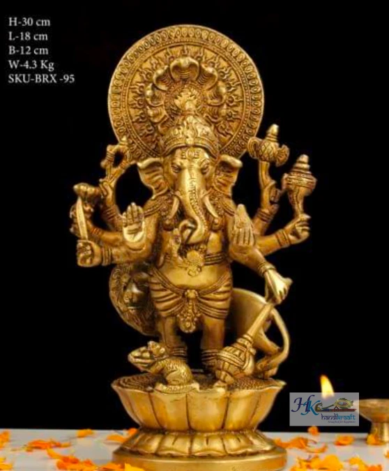 Brass Lord Ganesha Statue 12"