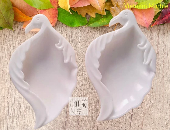 Handcrafted Marble Bird-Shaped Dishes 12"