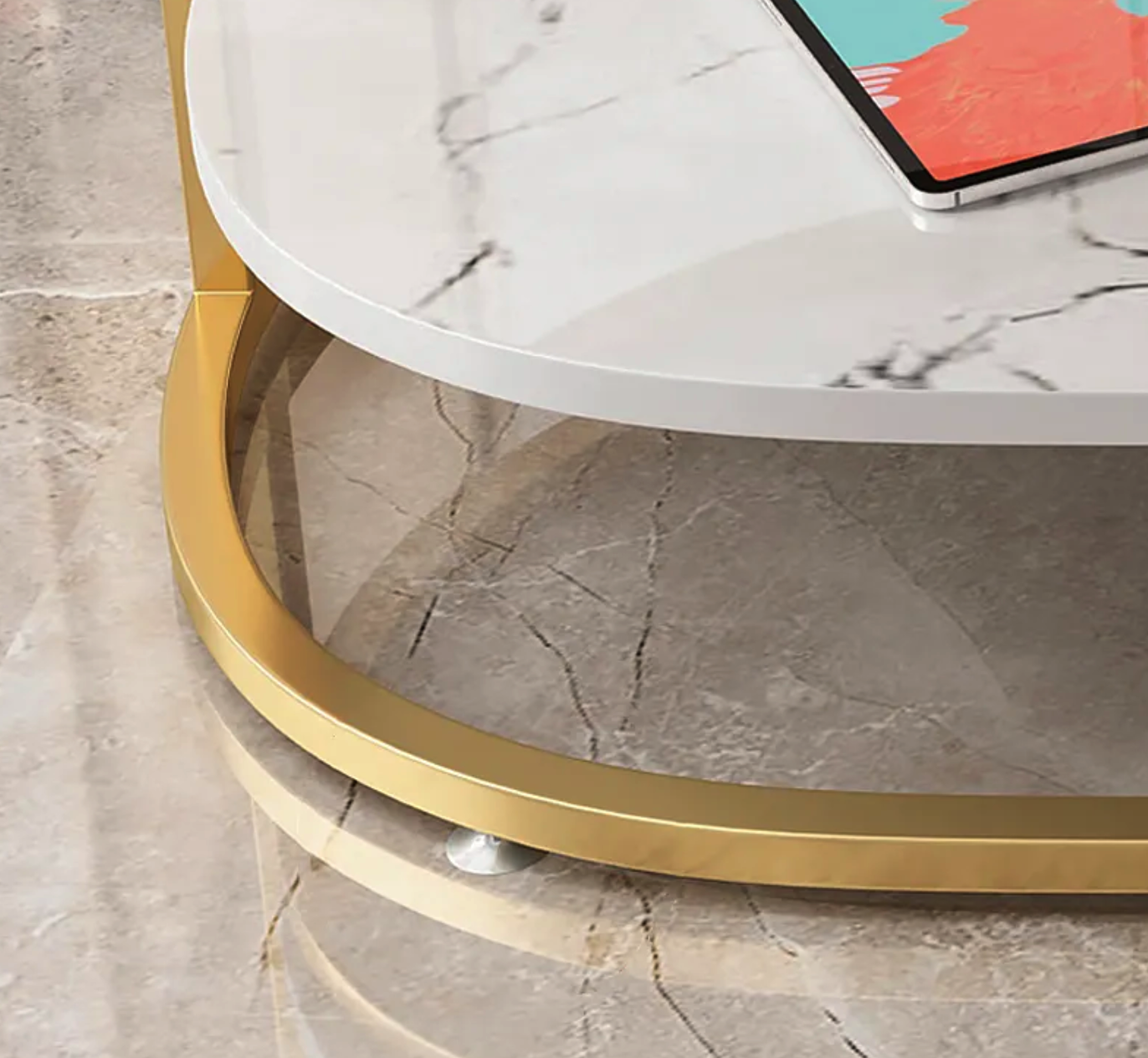 Contemporary Double Drawer Marble Accent Table