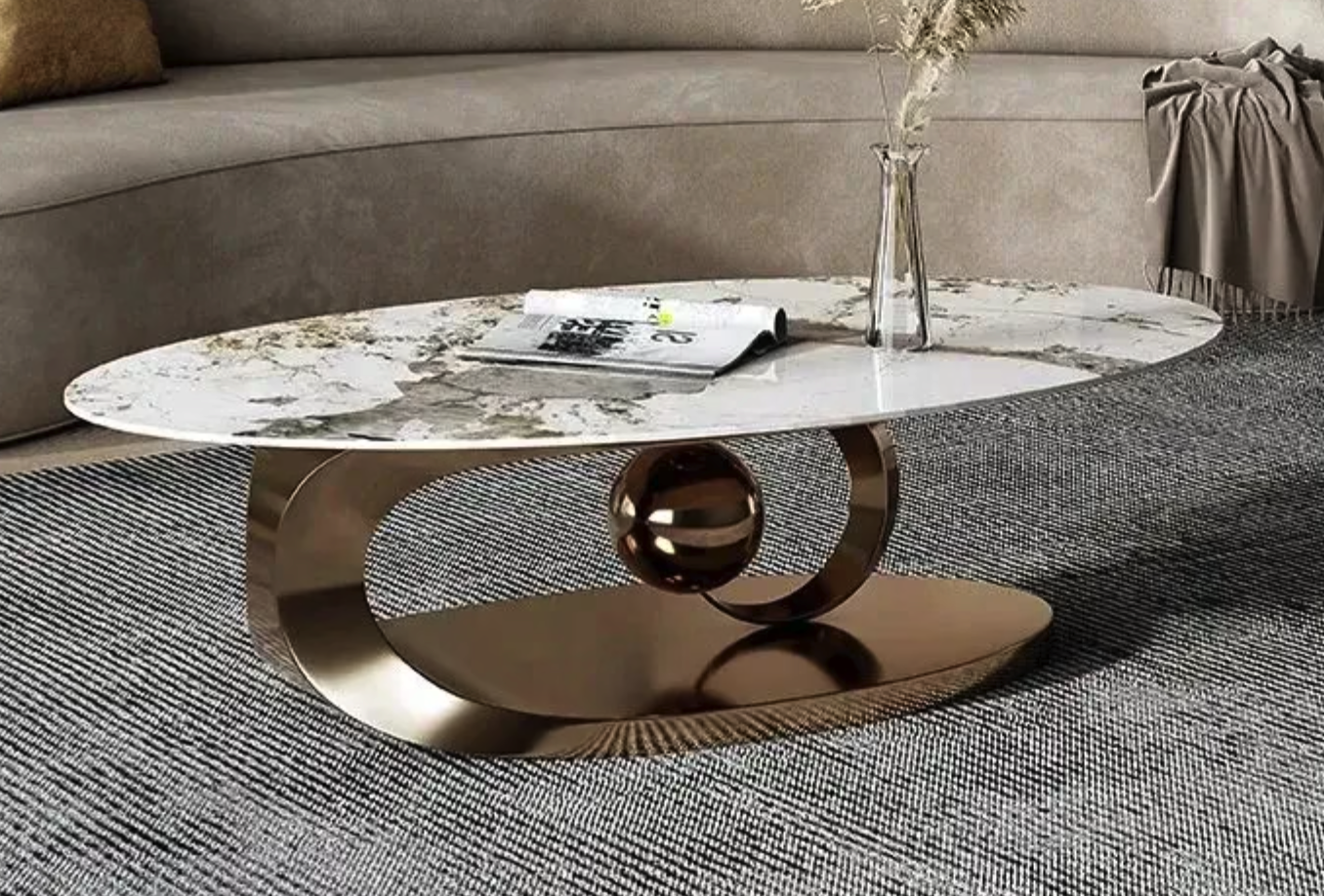 Moon Ball Centre Table Set Š Stainless Steel & Nano Marble Modern Luxury Furniture