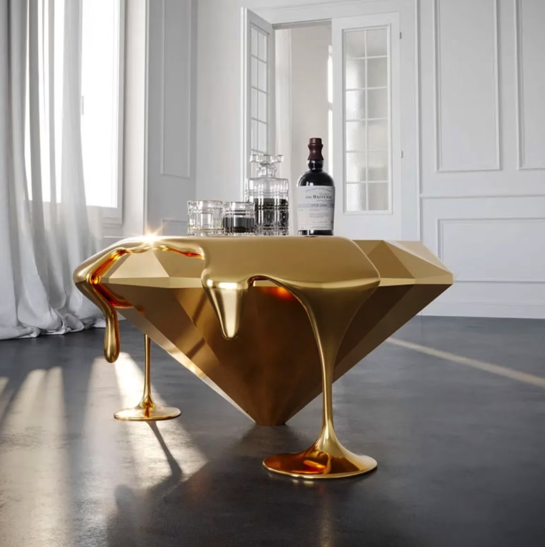 Luxury Diamond Design Coffee Table Š Modern Melting Drop Accent for Elegant Living Rooms