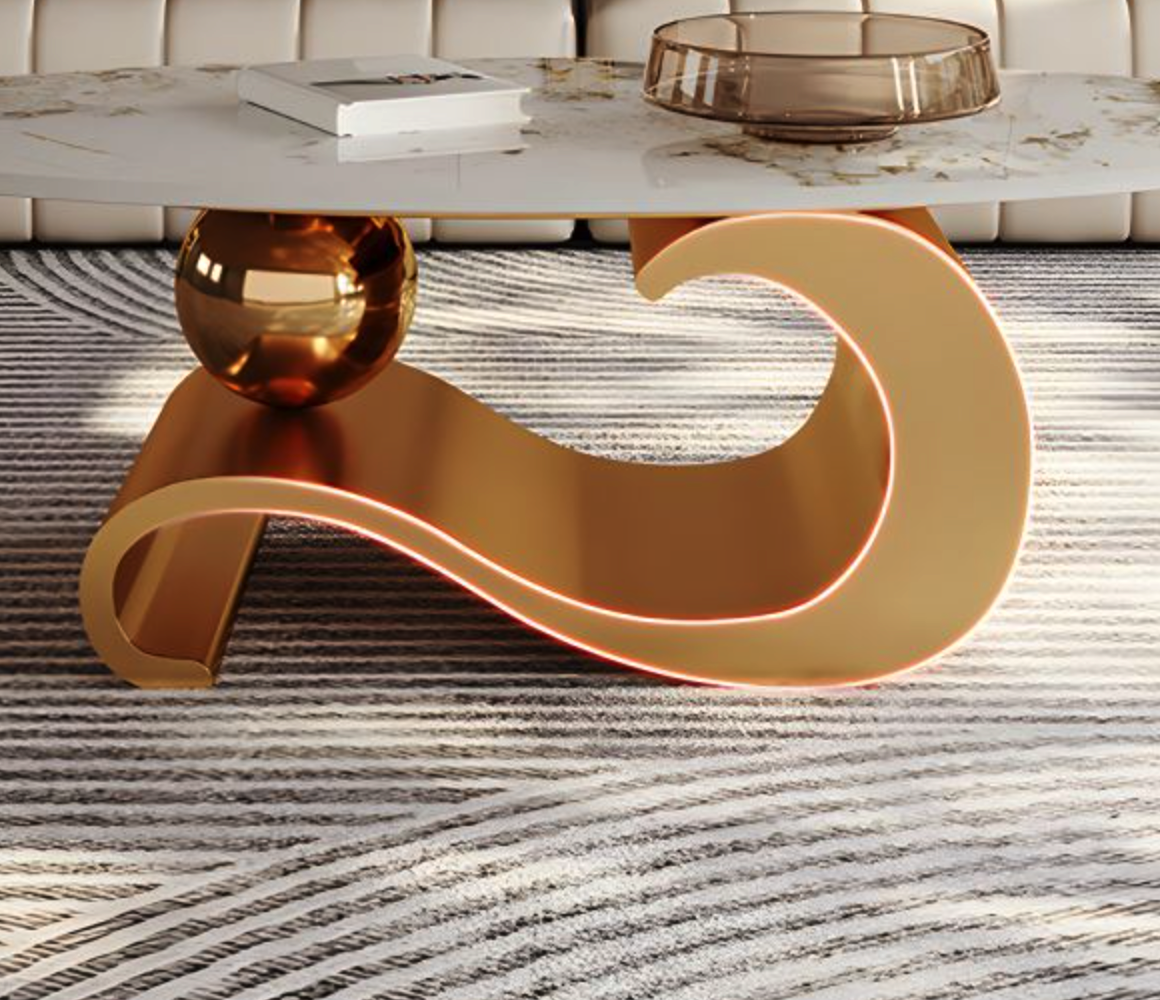 Oval Coffee Table Set with Marble Top