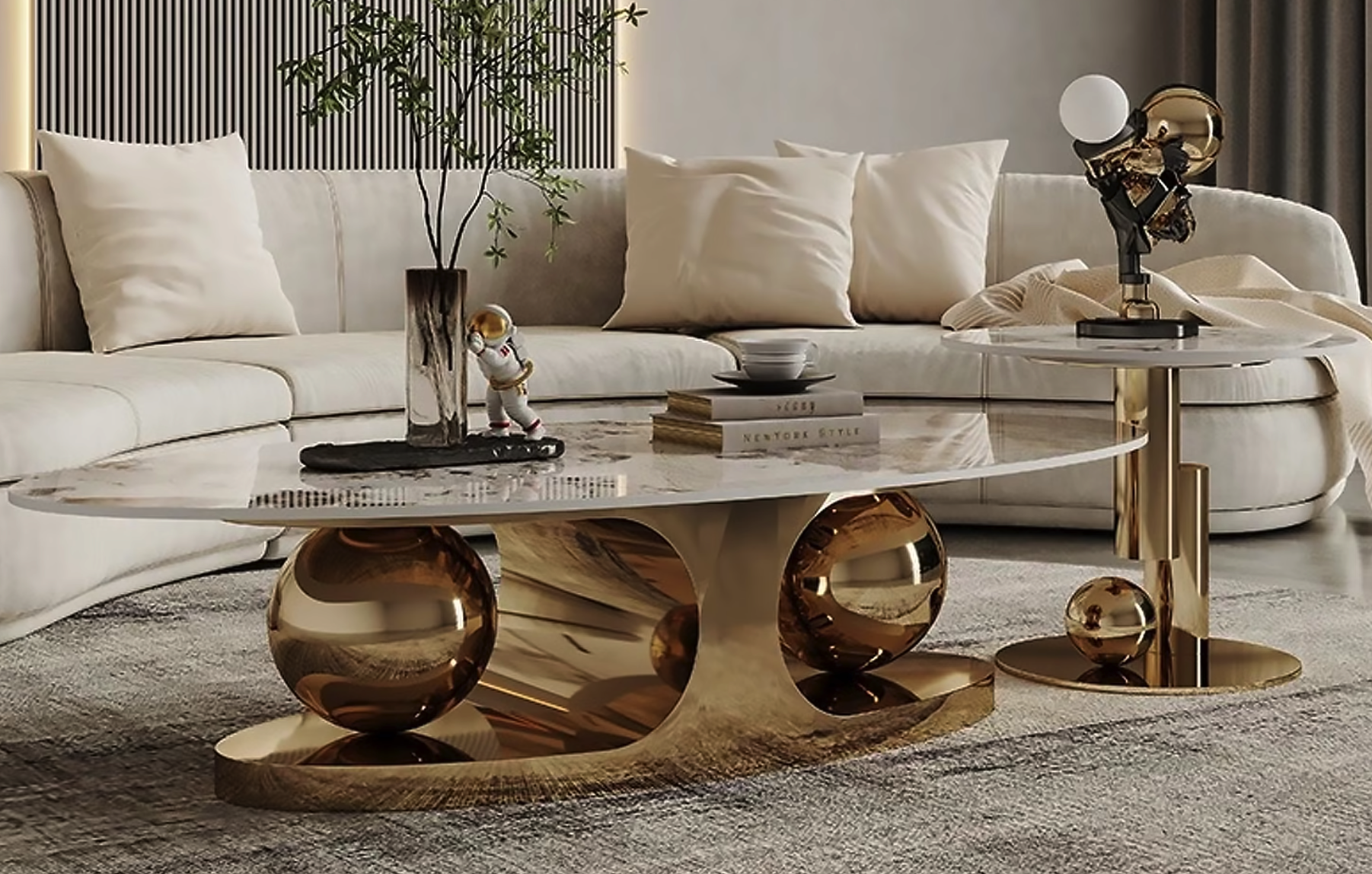 Stainless-Steel Ball Centre Table