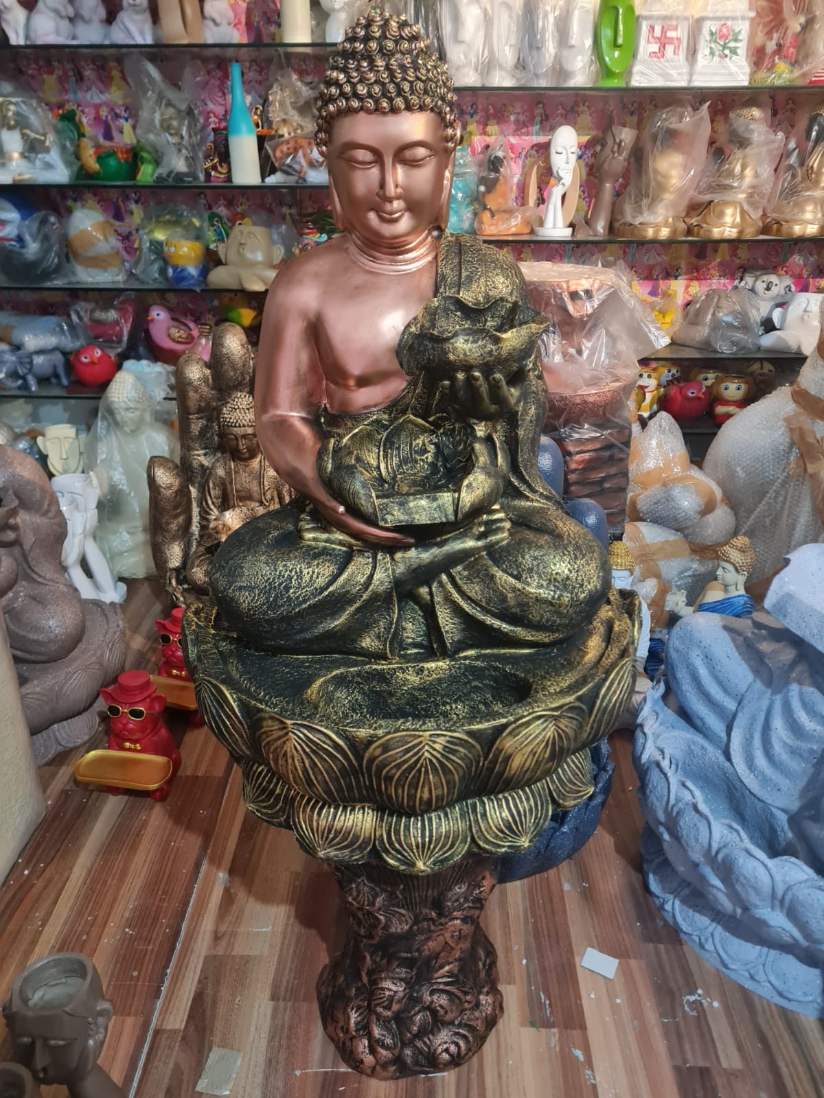 Double Bowl Budhha Fountain Size:-3 Feet