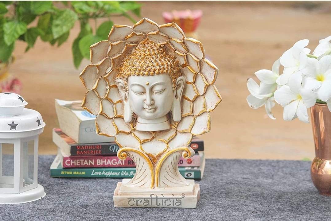 Flower Buddha Pair Size:-10 Inches