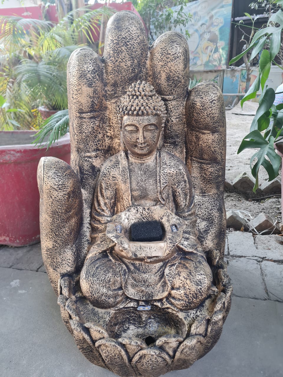 Palm Budhha Fountain Size:-2.5 Feet