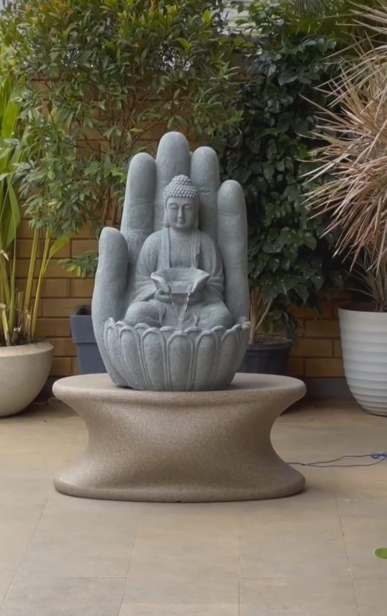 Palm Budhha Fountain Size:-2.5 Feet