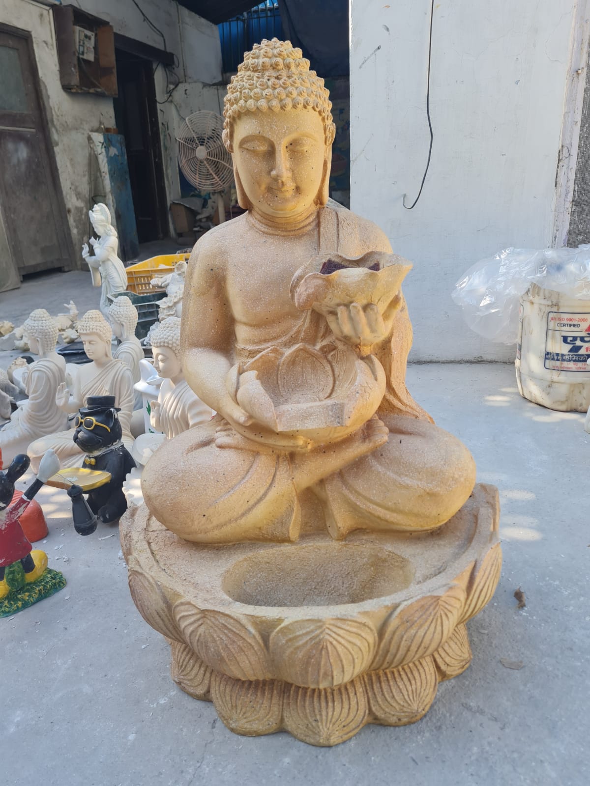 Double Bowl Budhha Fountain Size:-2.5 feet with Pillar