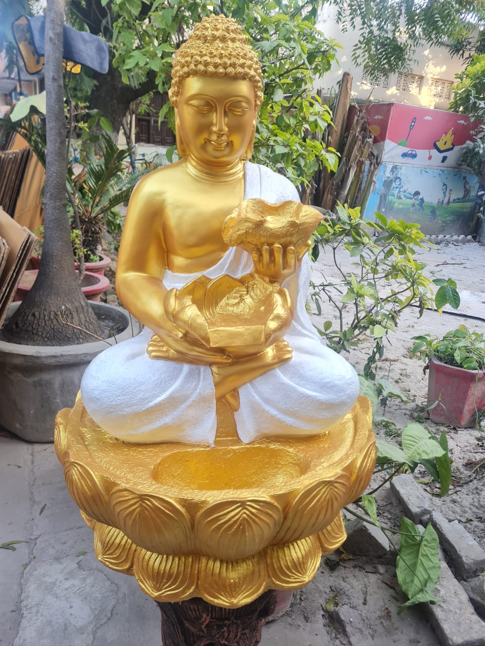 Double Bowl Budhha Fountain Size:-2.5 feet with Pillar