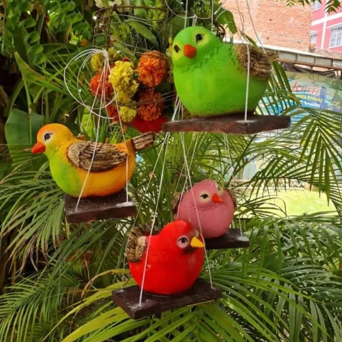 HANGING BIRDS - Size:8 inches- 4 Pcs set