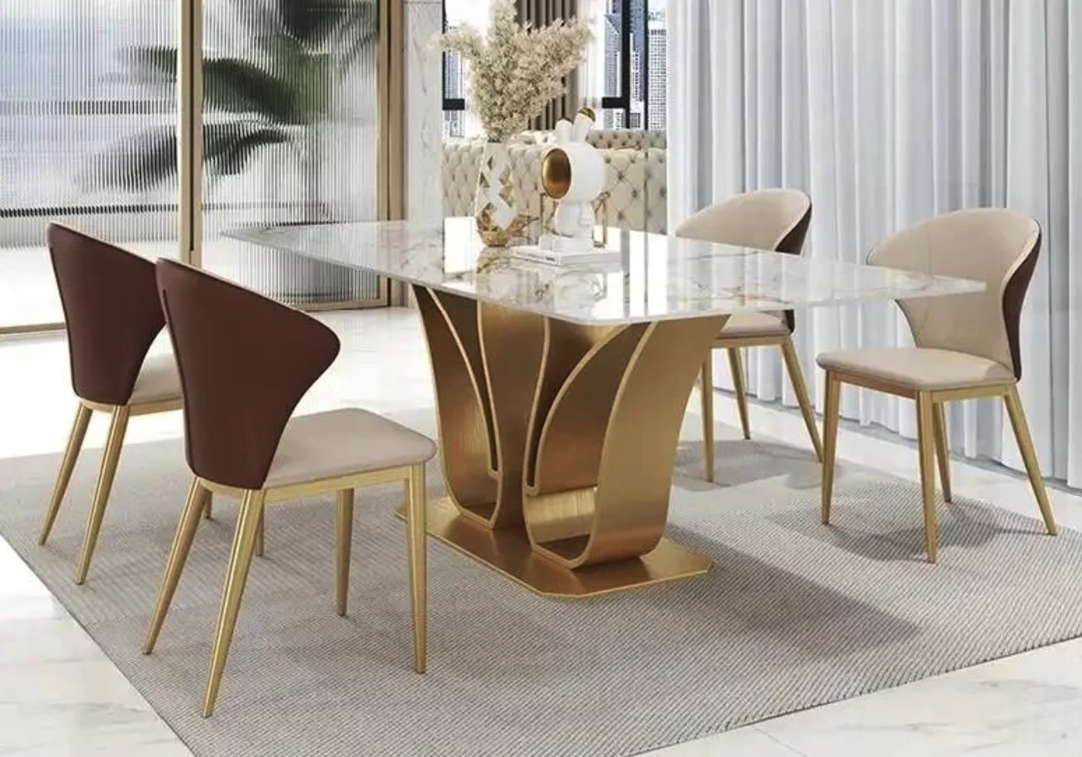 Golden Swan Luxe Dining Table-4 SEATER (4.5 X 3 FEET), 6 SEATER (6 X 3 FEET)