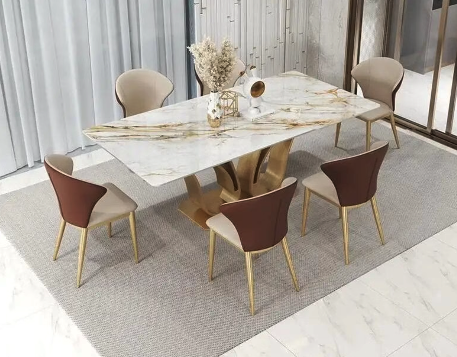 Golden Swan Luxe Dining Table-4 SEATER (4.5 X 3 FEET), 6 SEATER (6 X 3 FEET)