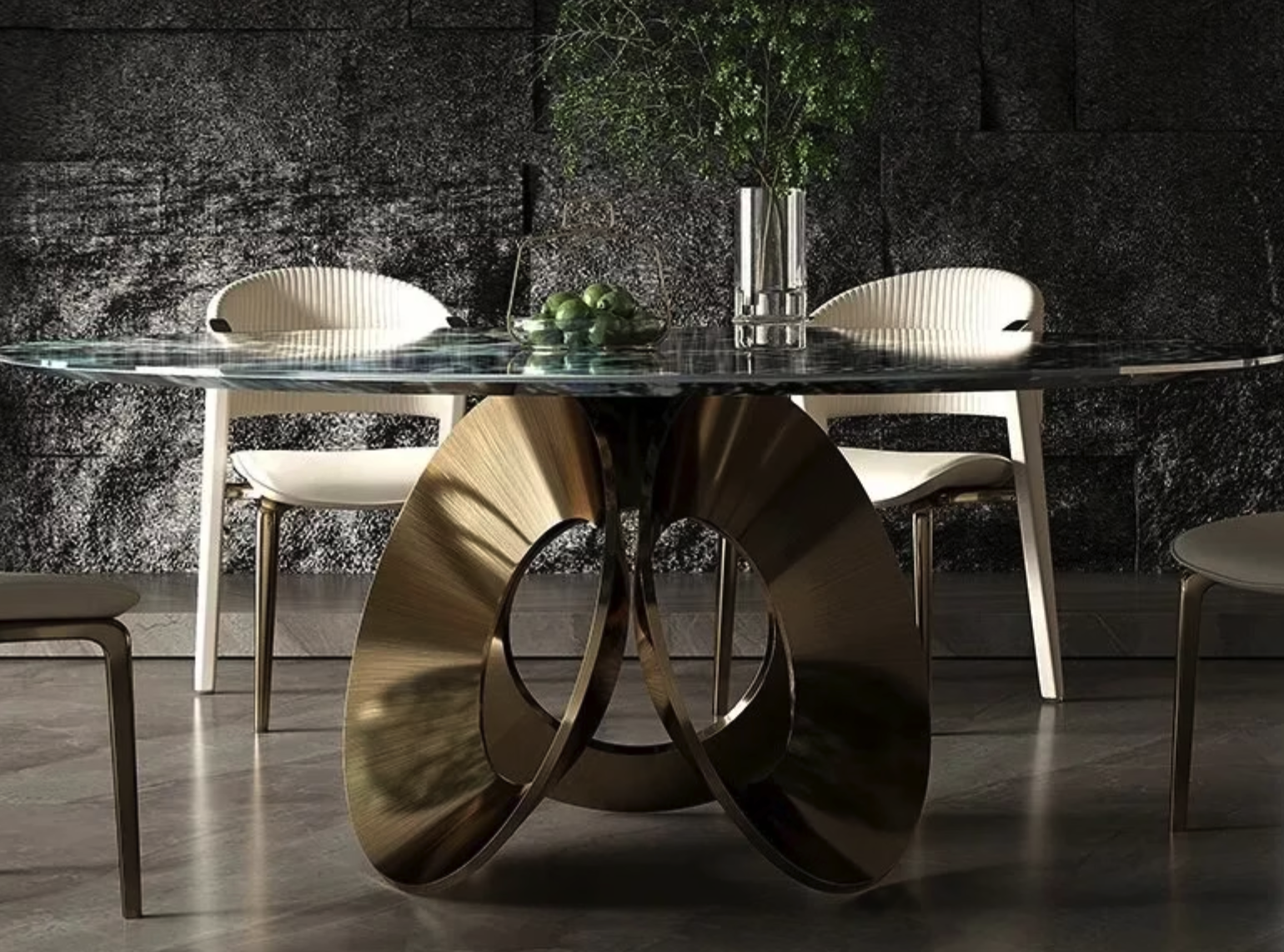 Omega Luxe Stainless Steel & Marble Dining Table