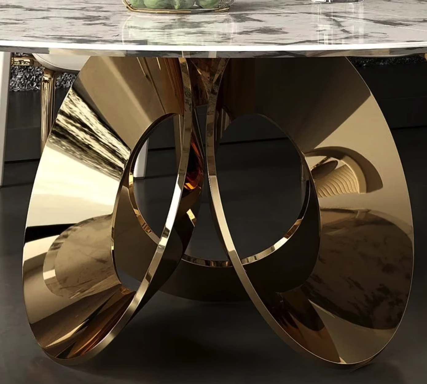 Omega Luxe Stainless Steel & Marble Dining Table