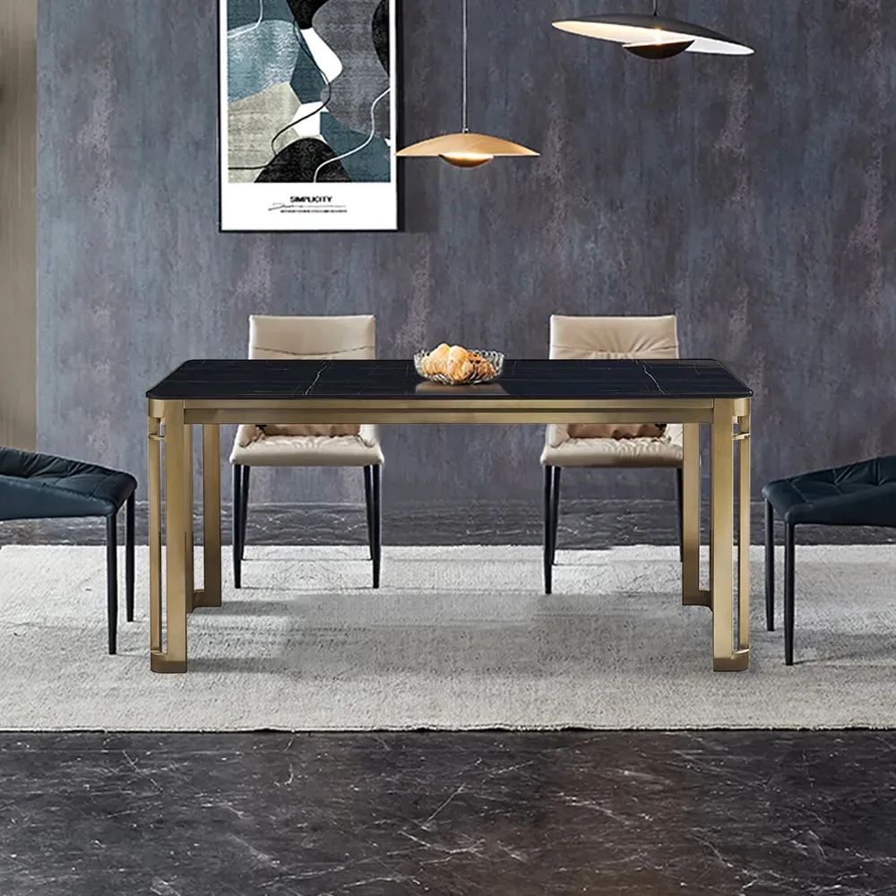 Modern Stainless Steel Dining Table Set
