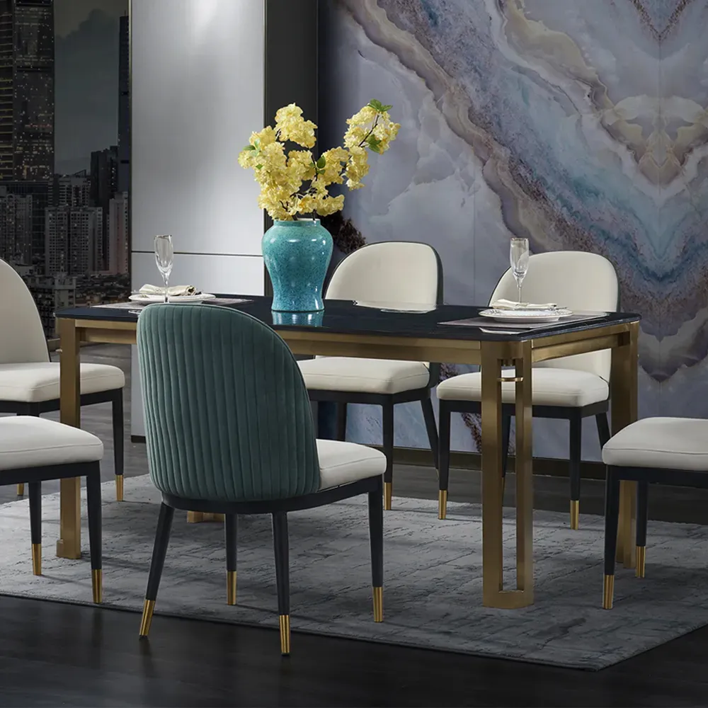 Modern Stainless Steel Dining Table Set