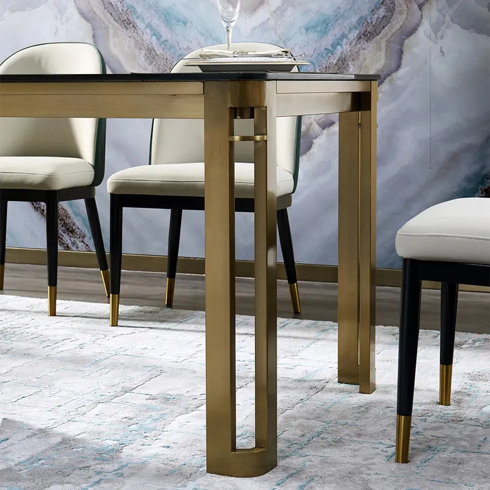 Modern Stainless Steel Dining Table Set