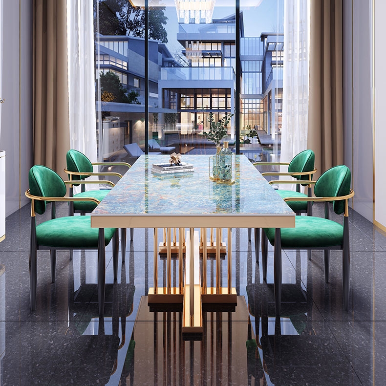 Modern Luxury Dining Table with Gold Base & Marble Top-4 SEATER, 6 SEATER