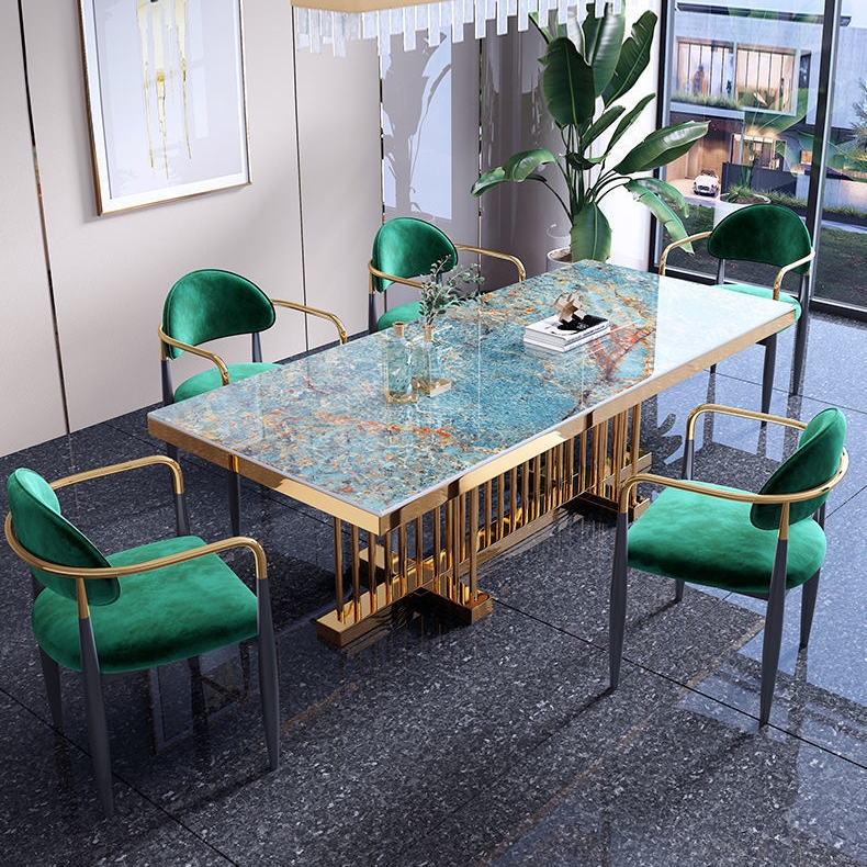 Modern Luxury Dining Table with Gold Base & Marble Top-4 SEATER, 6 SEATER