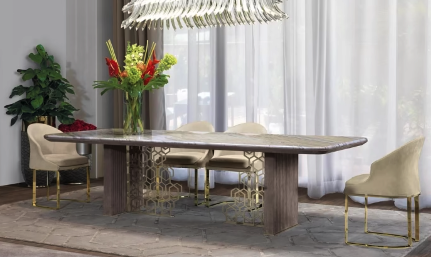 Maison lan Modern Luxury Dining Set-4 SEATER (4.5 X 3 FEET), 6 SEATER (6 X 3 FEET), 8 SEATER (7.5 X 3.5 FEET)