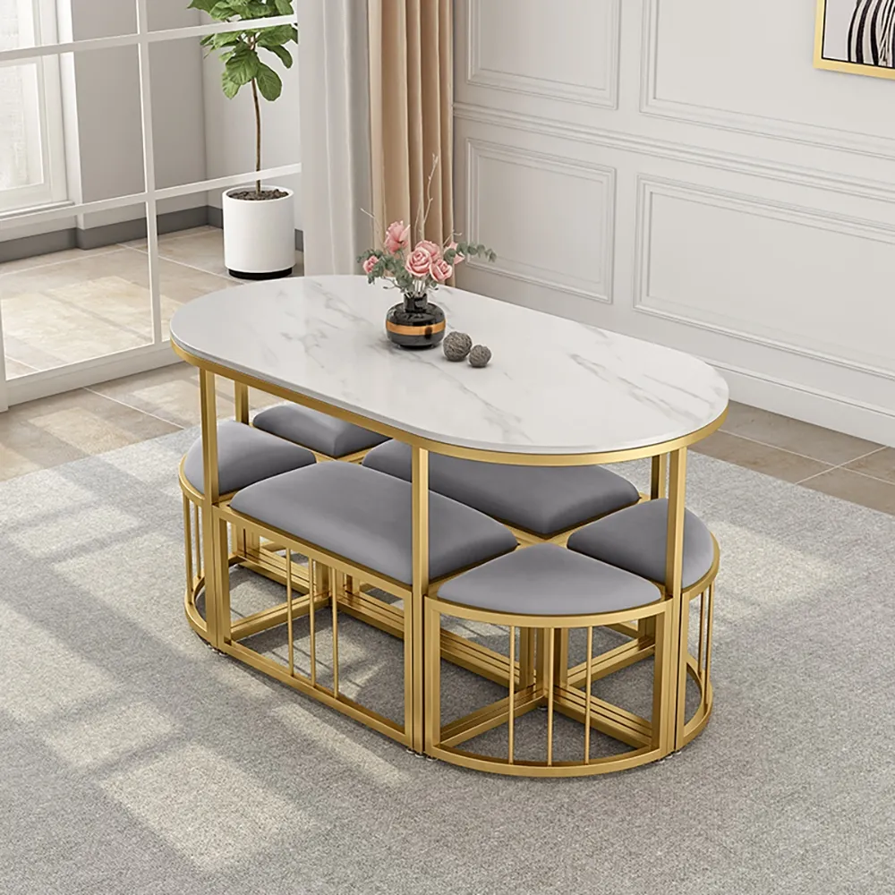 Modern Space-Saving Dining Table 6-Seater Set