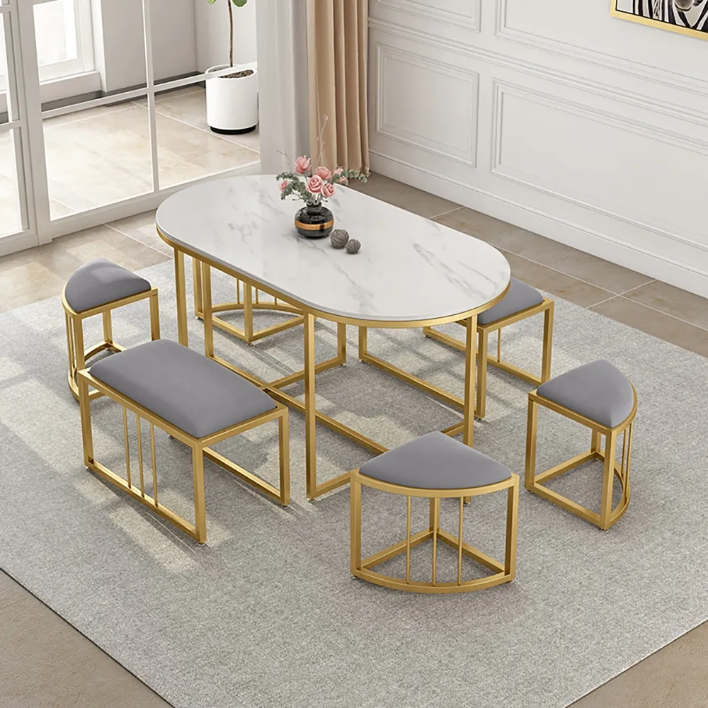 Modern Space-Saving Dining Table 6-Seater Set