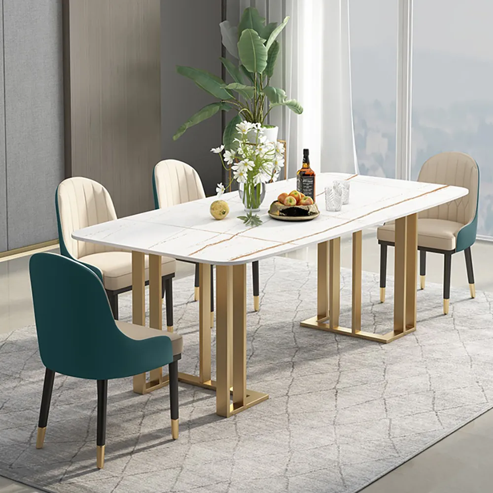 Modern Luxury Dining Table with Marble Top & Upholstered Chairs-4 SEATER, 6 SEATER
