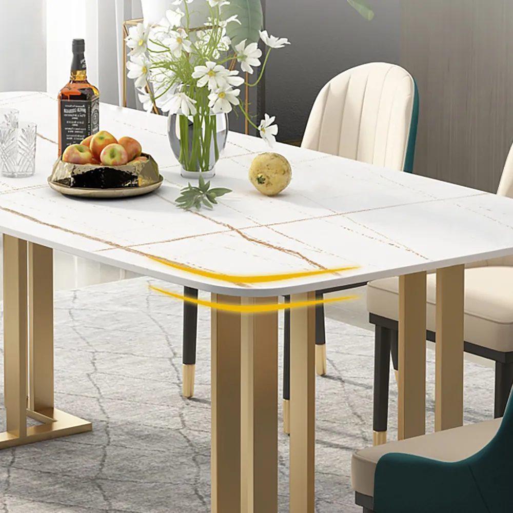 Modern Luxury Dining Table with Marble Top & Upholstered Chairs-4 SEATER, 6 SEATER