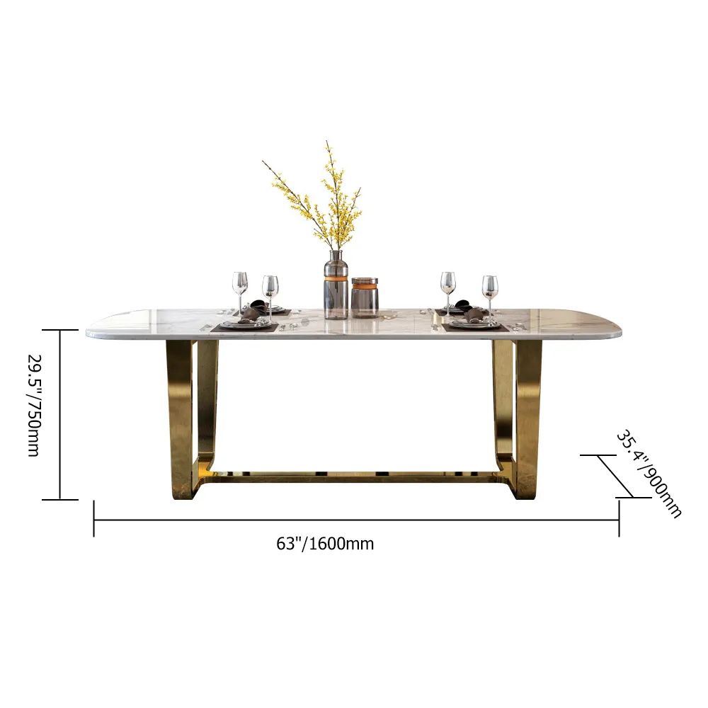 Modern Dining Table with Upholstered Chairs & Marble Top-4 SEATER, 6 SEATER