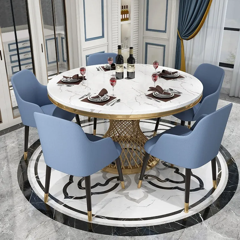 Modern Luxury Round Dining Table Set with 6 Chairs-4 SEATER, 6 SEATER