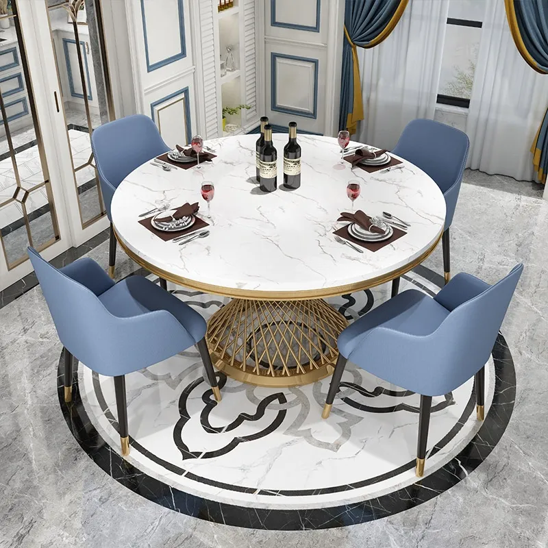 Modern Luxury Round Dining Table Set with 6 Chairs-4 SEATER, 6 SEATER
