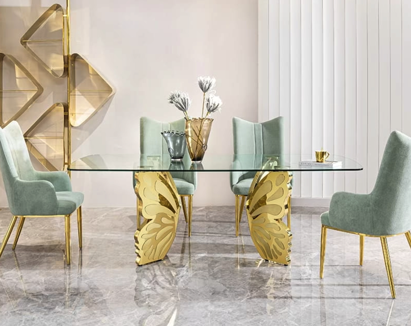 Luxury Butterfly Design Dining Table Set-4 SEATER (4.5 X 3 FEET), 6 SEATER (6 X 3 FEET), 8 SEATER (7.5 X 3.5 FEET)