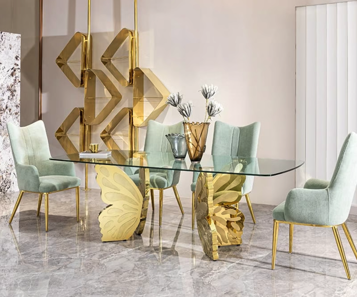 Luxury Butterfly Design Dining Table Set-4 SEATER (4.5 X 3 FEET), 6 SEATER (6 X 3 FEET), 8 SEATER (7.5 X 3.5 FEET)