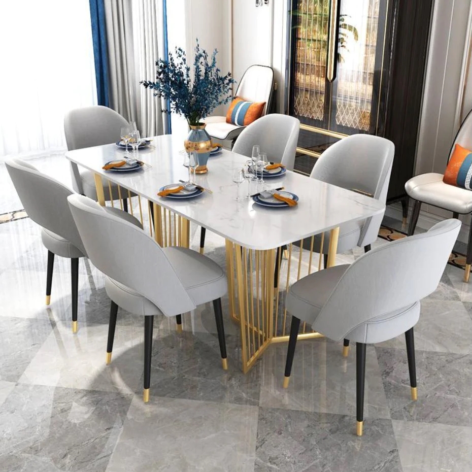 Modern 6-Seater Dining Table with Chairs