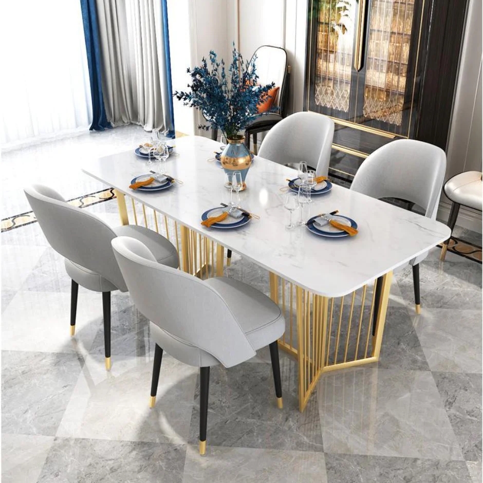 Modern 6-Seater Dining Table with Chairs