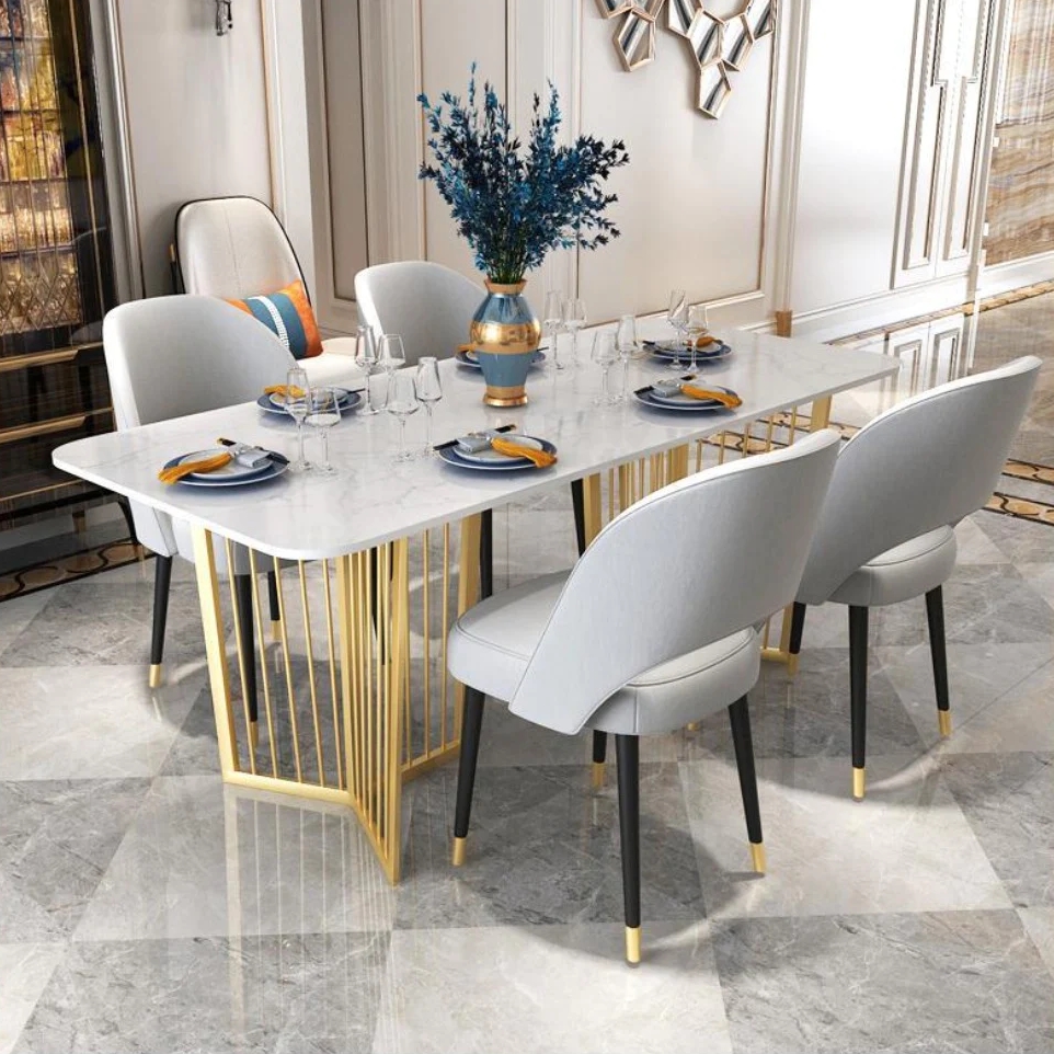 Modern 6-Seater Dining Table with Chairs