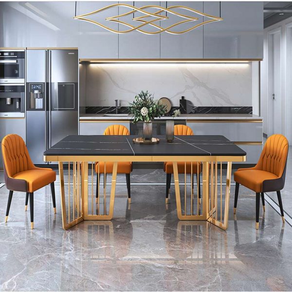 Modern Luxury Stainless Steel Dining Table Set