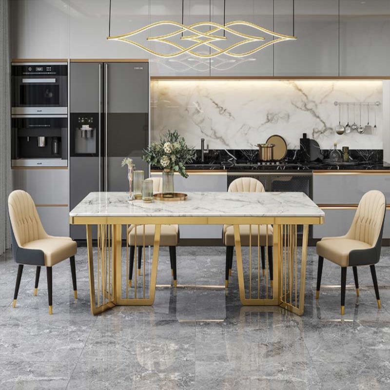 Modern Luxury Stainless Steel Dining Table Set